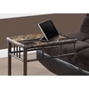 Monarch Specialties Accent Table - Espresso Marble / Bronze Metal I 3043